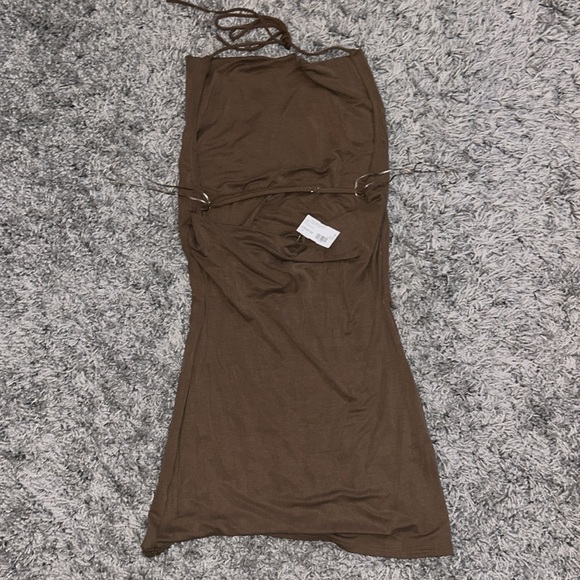 Ruby and Jenna Taupe Halter Dress Size Small NWT - Picture 4 of 6